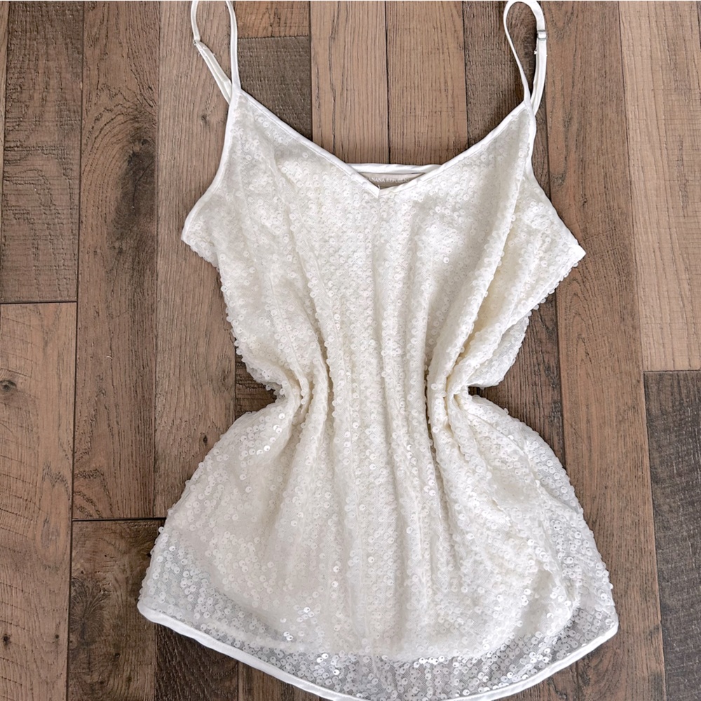 Banana Republic White Size S Sequin Adjustable Straps Cami